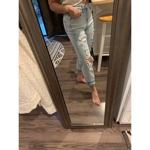 Wild Fable 00 straight crop high rise distressed mom jeans